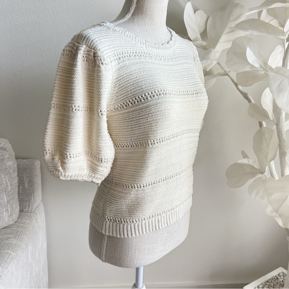House of Harlow 1960 Ivory Knit Short sleeve Top - Picture 2 of 6